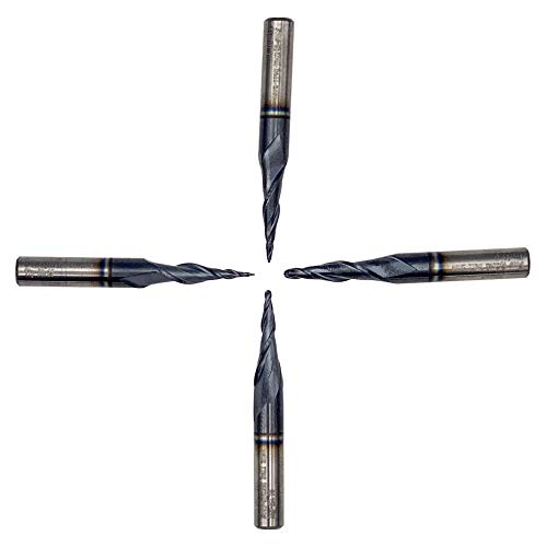 Foos - Tapered Angle Ball Tip - 1/4 Shank -Solid Carbide - TiAIN Coated Router Bits (4 Piece Set 1.0mm; .75mm; .5mm; .25mm;) 4 Piece Set 1.0mm; .75mm; .5mm; .25mm;