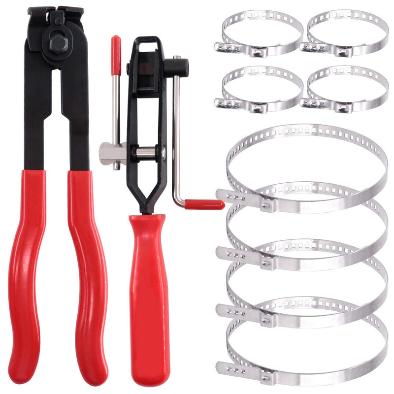 Swpeet CV Joint Boot Clamp Pliers Kit - 10Pcs Ear Boot Tie Pliers, Car Band Tool Kit, Automotive Hose Axle Plier for Most Cars 10Pcs CV Boot Clamp + Pliers Kit