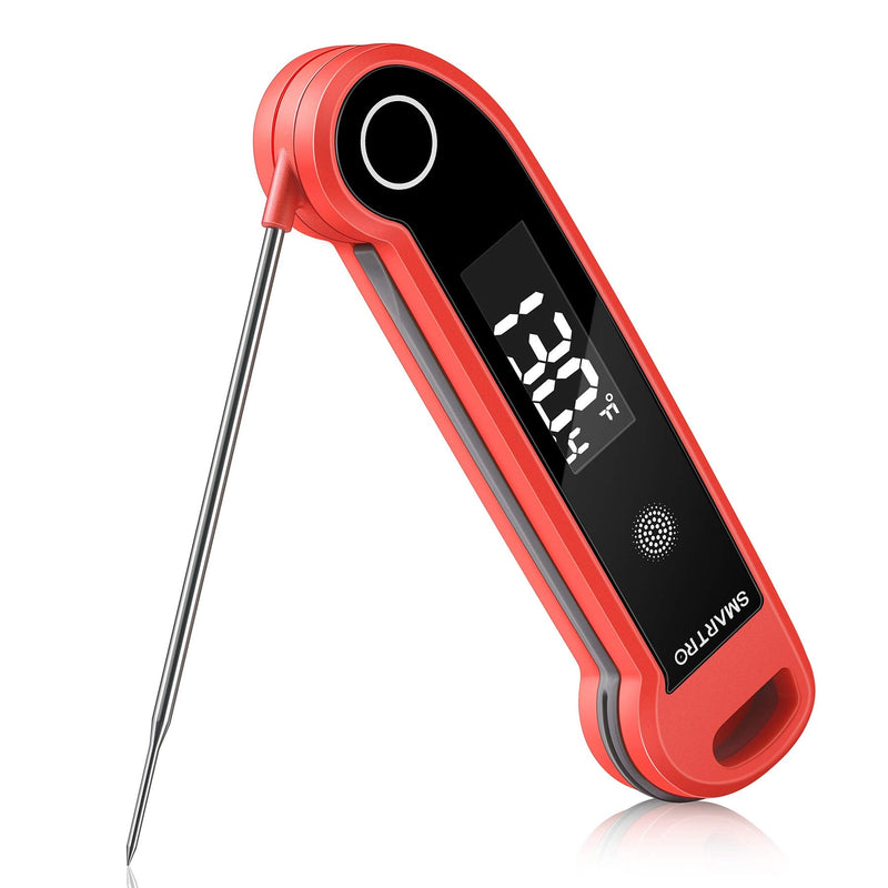 SMARTRO ST49 Digital Thermocouple Instant-Read Meat Thermometer with Ambidextrous Backlit for Food, Grilling, BBQ, Kitchen Cooking, Oil Deep Frying and Candy Red