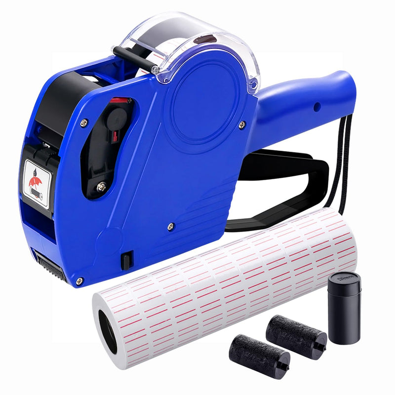 KPX MX5500 Pricing Tag Gun with 5150 pcs White Label Gun Stickers & 3 Extra Inker Rollers, Pricing Label Gun, 8 Digits Retail Pricing Gun and Labels for Grocery Store, Food (Blue) Blue