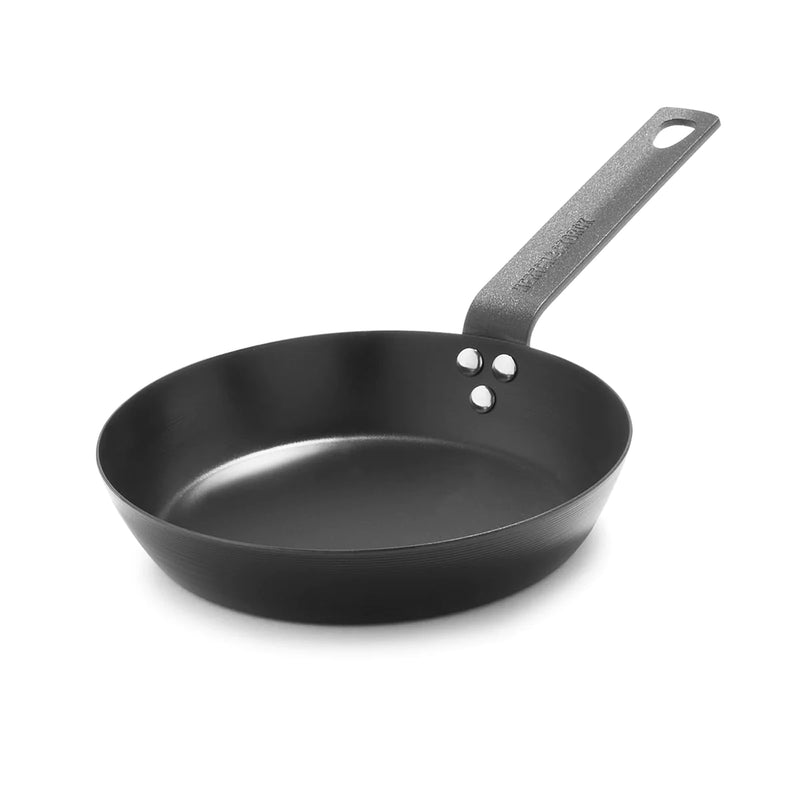 Merten & Storck Pre-Seasoned Carbon Steel 8” Frying Pan Skillet, Use on Induction, Stove and Grill, Durable, Even-Heating, for Searing, Grilling, Oven Use, and Campfire, Indoor/Outdoor 8" Frying Pan Skillet Black