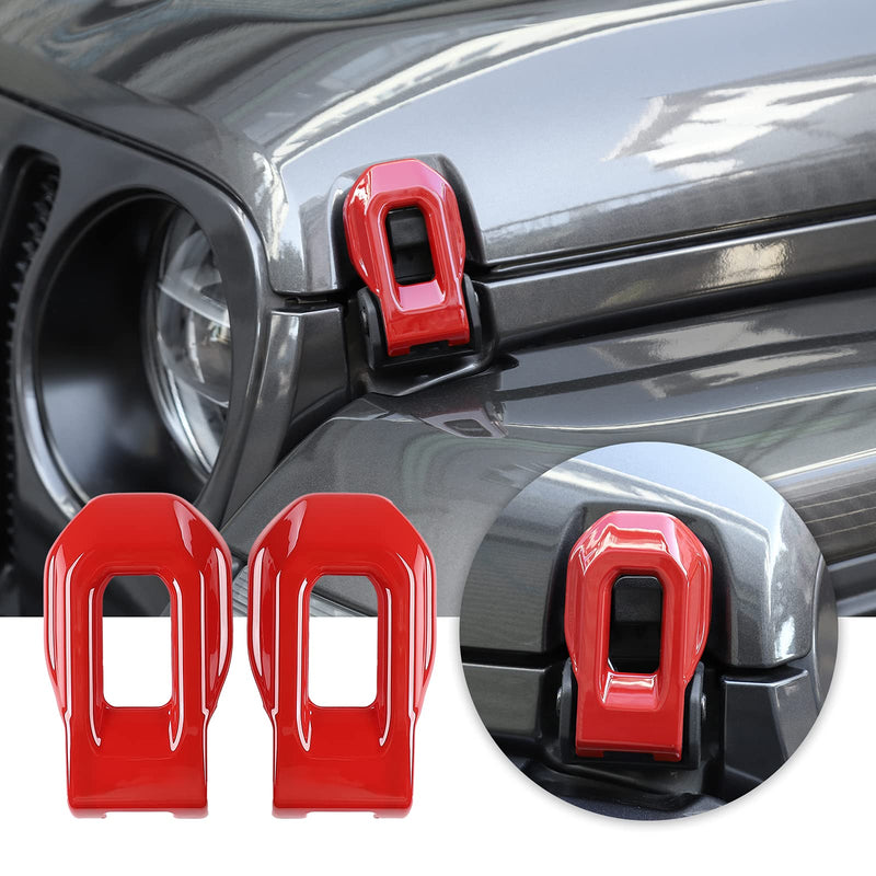 Voodonala for Jeep JL ABS Hood Latches Engine Buckle Bonnet Fastener Engine Cover Decor Trim Protction Cover for 2018-2025+ Jeep Wrangler JL JLU Gladiator JT 4xe Exterior Accessories ABS Red 2pcs