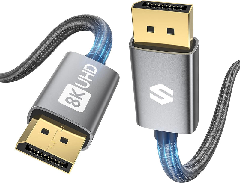  [AUSTRALIA] - VESA Certified DisplayPort Cable 1.4, Capshi 8K DP Cable 6.6FT (8K@60Hz, 4K@144Hz, 1080P@240Hz) HBR3 Support 32.4Gbps, HDCP 2.2, HDR10 FreeSync G-Sync for Gaming Monitor 3090 Graphics PC (Grey) 6.6 Feet Grey