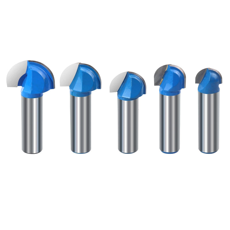 Core Box Router Bit Set Double Flute Round Nose Router Bit Woodworking Tool Round Groove Router Bit 1/2 Inch Shank -( 5/8" 3/4" 7/8" 1" 1-1/8") 5PCS CORE BOX BIT-1/2" Shank - 5PCS