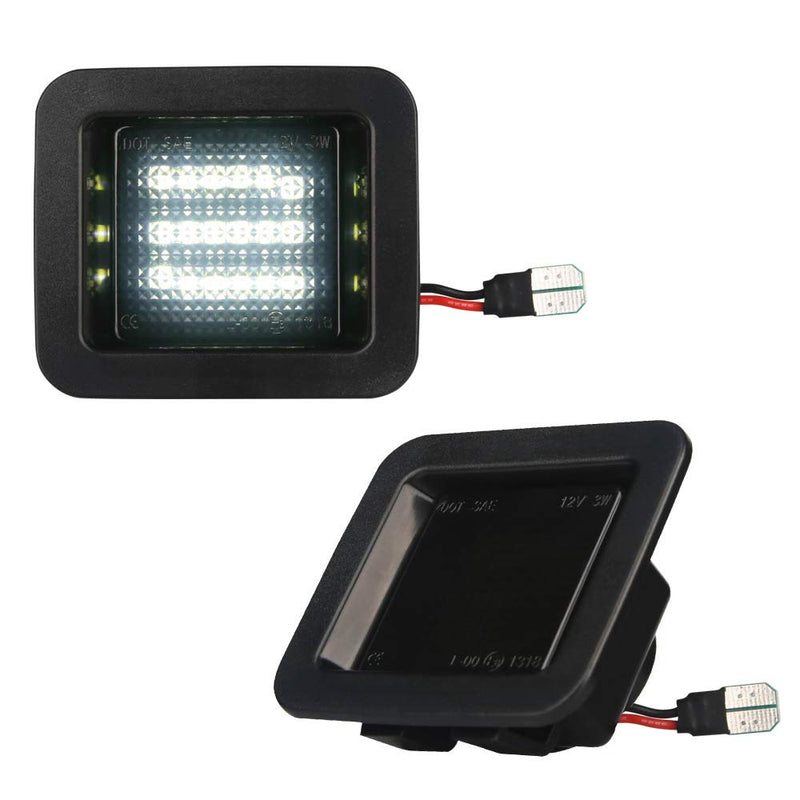 LED License Plate Light Lamp Assembly Compatible with 2015-2020 F150 17-20 Raptor Smoke Lens 6000K White, Pack of 2