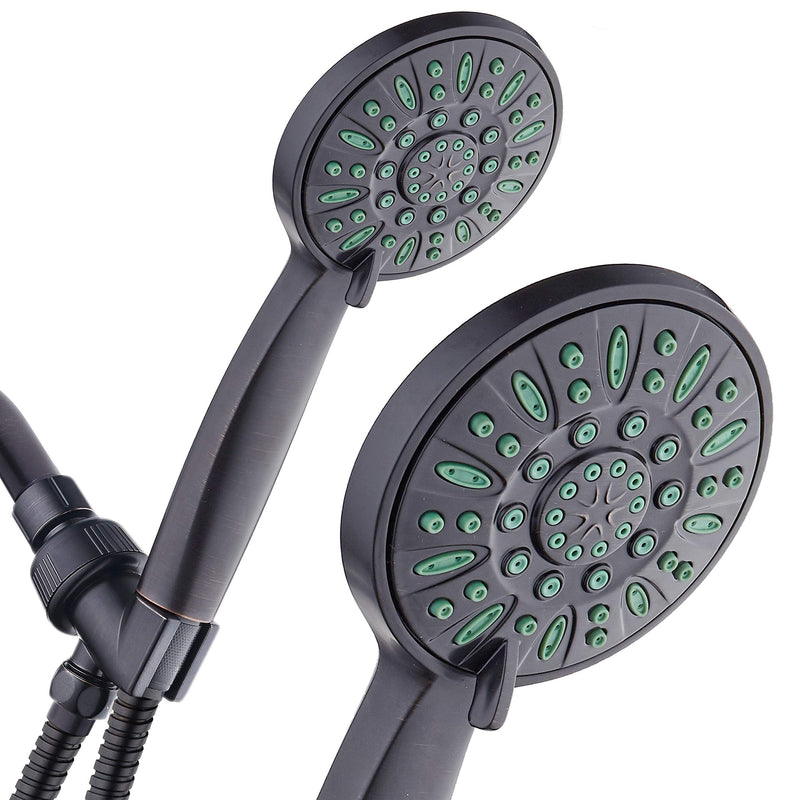 AquaDance Antimicrobial/Anti-Clog High-Pressure 6-setting Hand Shower, Microban Nozzle Protection from Growth of Mold, Mildew & Bacteria for Stronger Shower! Oil-Rubbed Bronze Finish/Coral Green Jets Oil-Rubbed Bronze / Coral Green Jets