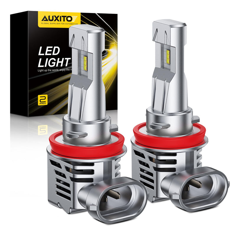  [AUSTRALIA] - AUXITO H11 LED Bulbs, 30000LM Per Set, 6500K Xenon White, Mini Size Wireless LED Light Bulbs, Pack of 2