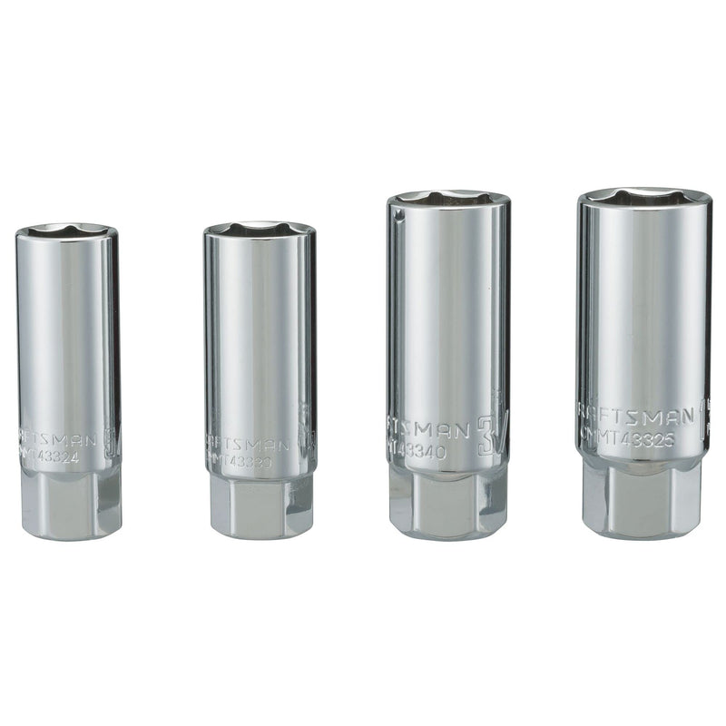 CRAFTSMAN 3/8 in. Drive Metric and SAE 6 Point Standard Spark Plug Socket Set, 4 Piece Set (CMMT34504)