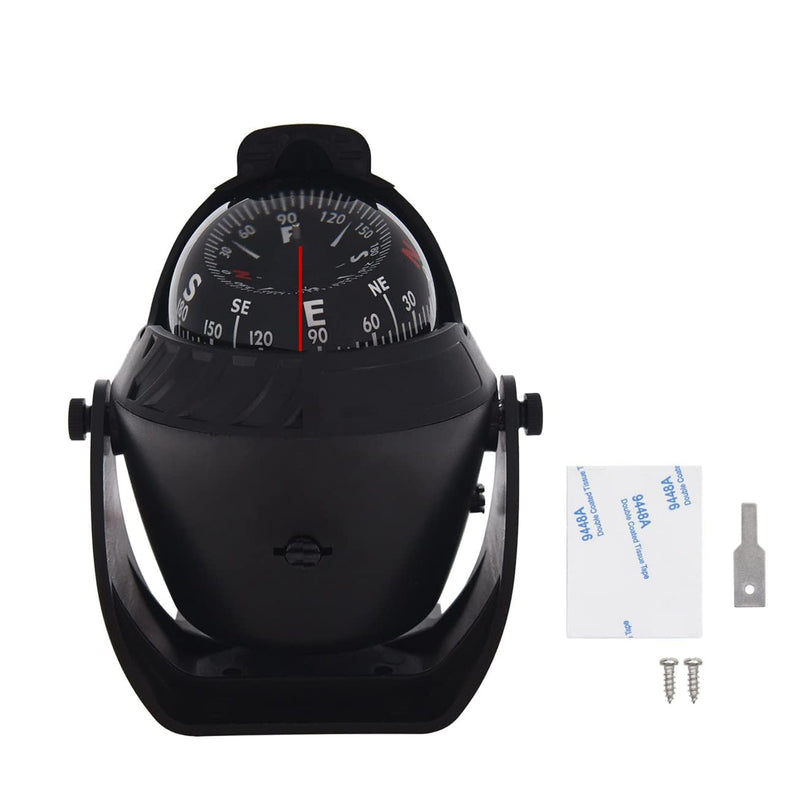 Marine Compass for Boat LED Light Navigation Pivoting Electronic Automotive High Precision Compass for Sailing Boat Car Truck Black