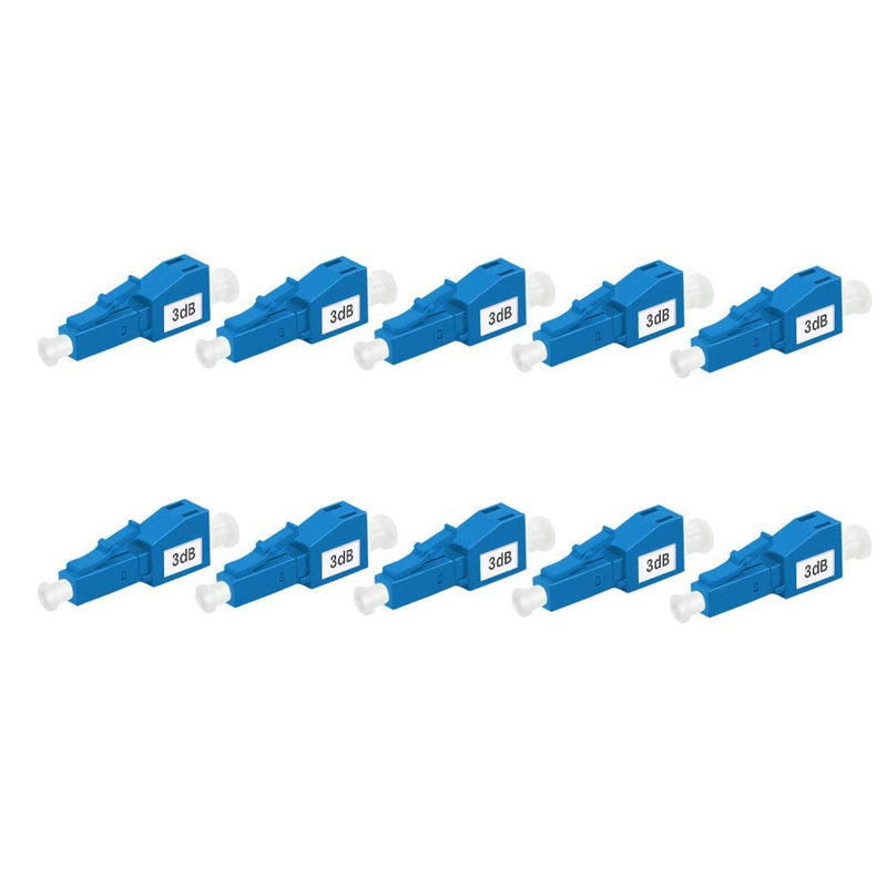 FLYPROFiber- 3dB LC Attenuator LC/UPC SM Single Mode Fixed Fiber Optic Attenuator, Male-Female, 10pack 3db/LC 10