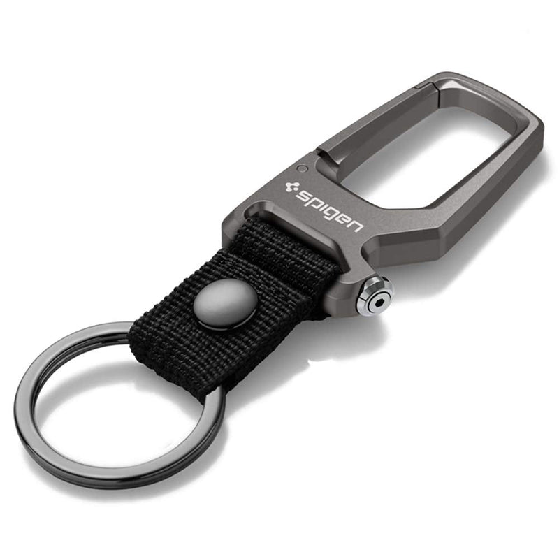 Spigen Life Carabiner Key Ring Clip, Car Keychain Clip, Bottle Opener Key Chain Ring for Men and Women Gunmetal (1-pack)
