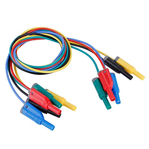 Oumefar Banana Plug Silicone Test s Kit 5pcs 4mm Banana Plug Safety Stackable Wire Stack Test Flexible Wire s for Multimeter 1M