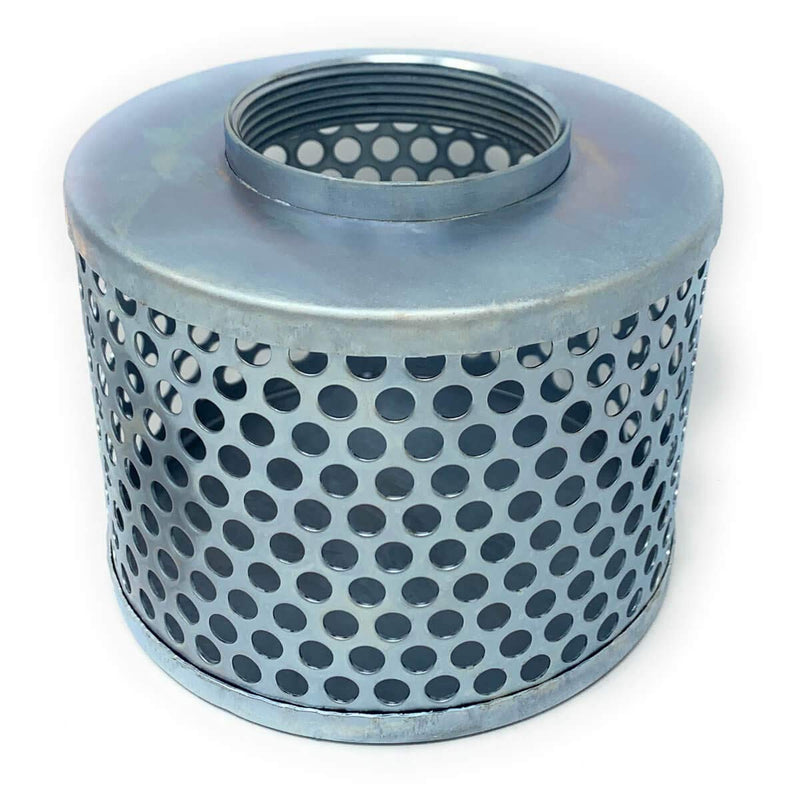 Gloxco 3" Suction Strainer, Round Hole, Zinc Plated Steel (STR-RH300) 3" Connection