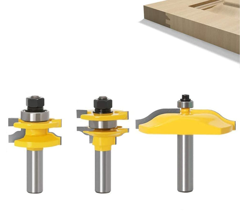 APLUS 3Pcs Ogee Rail & Ogee Raised Panel Router Bit Set [ 1/2-Inch Shank ], Wood Milling Cutter Woodworking Tool