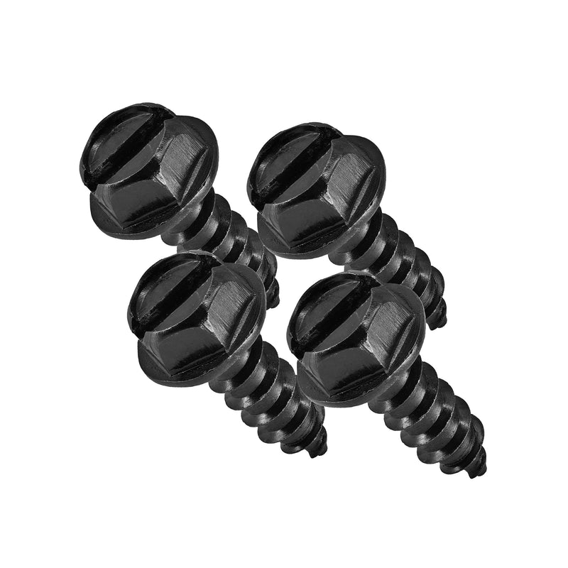 Black License Plate Screws, Rustproof 18-8 Stainless Steel, Black Oxide Finish Applied in The USA by Makers Bolt (Pack of 4) Black Stainless