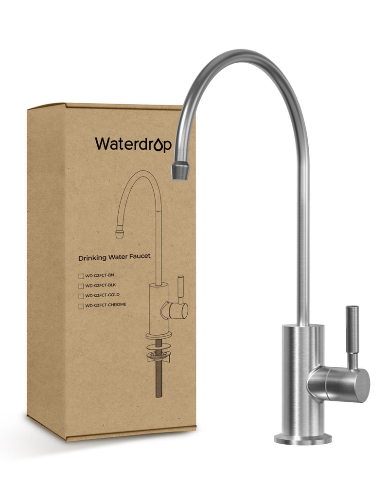 Waterdrop G2FCT-BN Drinking Water Faucet, Reverse Osmosis Faucet, Water Filter Faucet for Kitchen Bar Sink, Single Handle, Easy to Install, Lead-Free, Stainless Steel, Brushed Brushed Stainless Steel