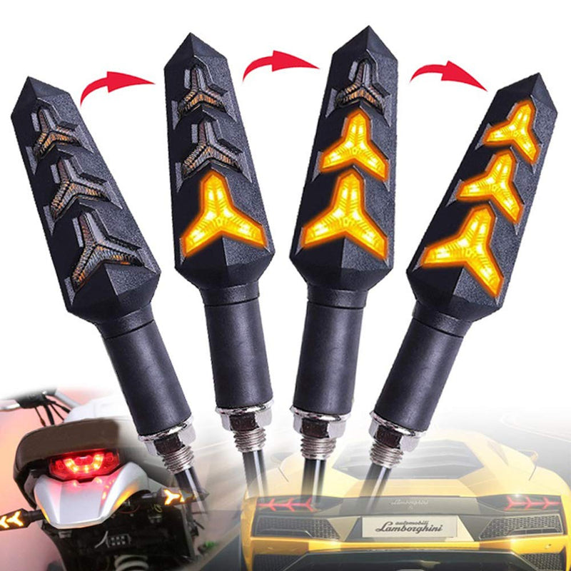 2-Pack Motorcycle Indicators Flowing Turn Signal Lights Y Shape LED Bulbs For Motorbike Scooter Off Road (DC-12V) 2