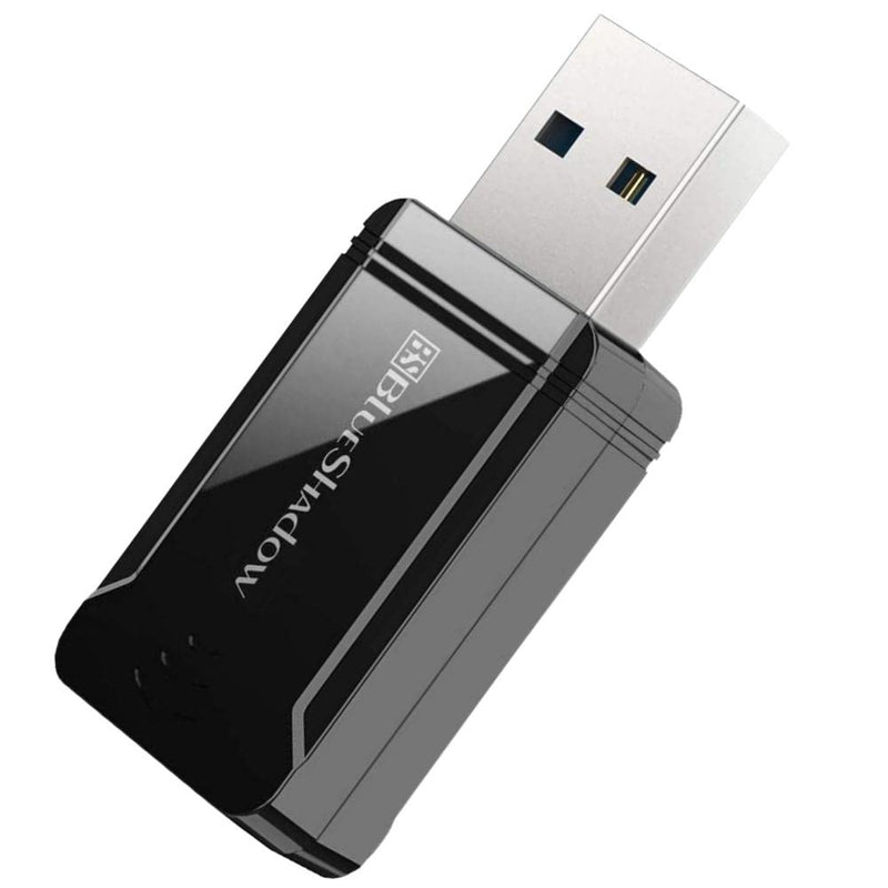Blueshadow AC1300 USB WiFi Adapter - 2.4G/5G Dual Band Wireless Network Adapter for Desktop Computers PC, MU-MIMO WiFi Dongle, USB 3.0, Supports Windows 11, 10, 8.1, 8, 7, XP/MAC OS 10.5-10.15