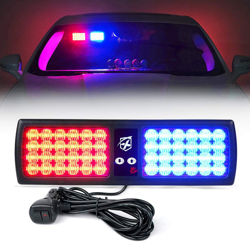 Xprite Red Blue 48LED Visor Strobe Flashing Lights Interior Windshield Sunshield Emergency Warning Lights for Police Volunteer Firefighter Vehicles Trucks Red&Blue