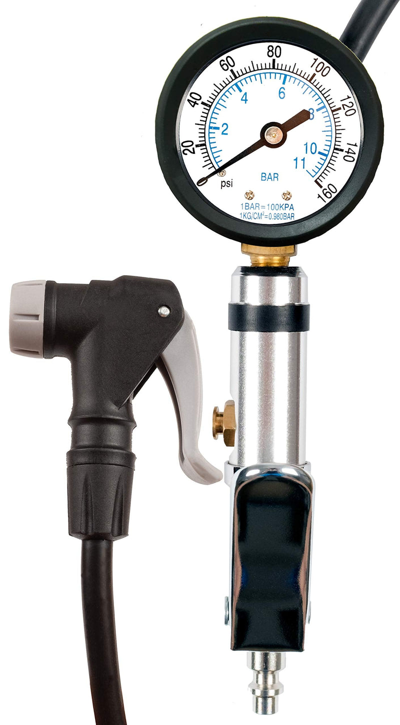 Universal Bicycle Tire Inflator Gauge with Auto-Select Valve Type - Presta and Schrader Air Compressor Tool Dial 2"