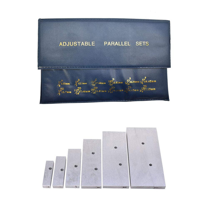 findmall 6 Pcs Adjustable Parallel Set 3/8" - 2-1/4" Hardened Steel Accuracy Parallels Set for Layout Inspection Stop Work Set-Up Etc