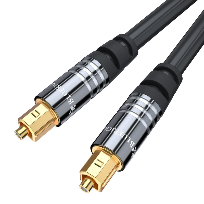BlueRigger Digital Optical Audio Toslink Cable (50FT, Fiber Optic, Aluminum Shell, 24K Gold-Plated) - Compatible with Home Theatre, Sound Bar, TV, Xbox, PlayStation PS4 – Premium Series Straight Toslink 50FT