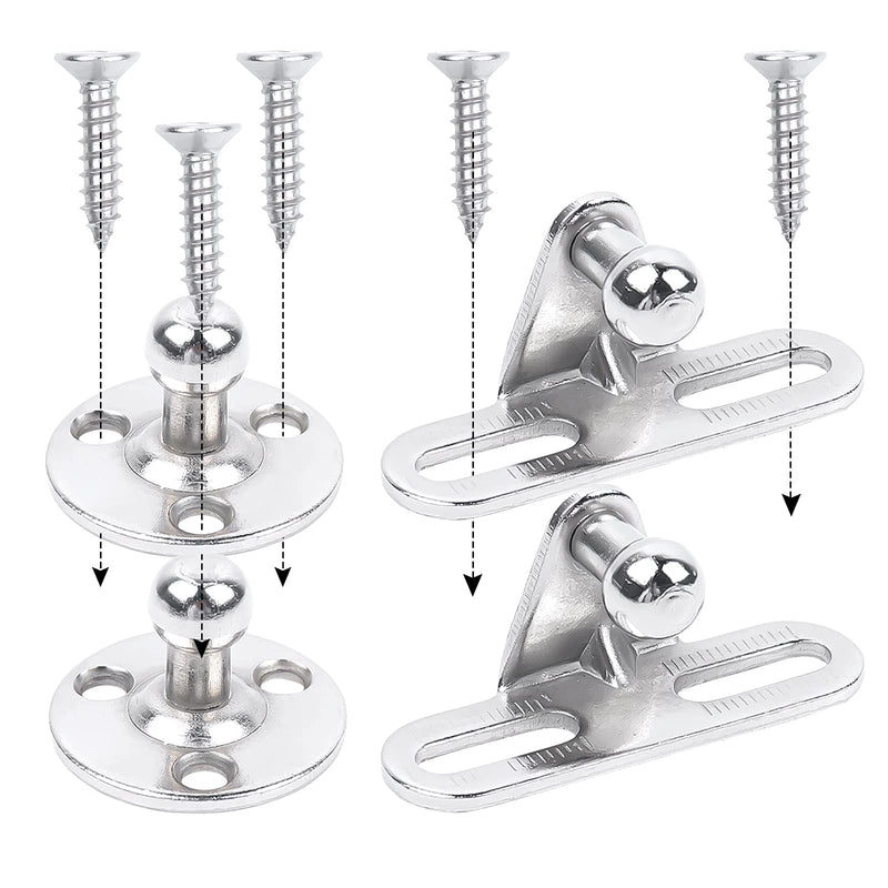 OTUAYAUTO YAQLS01 Gas Strut Mounting Brackets - 10mm Ball Stud with Screws (Pack of 4) Angled Flat Gas Strut Mounting Brackets (pack of 4)