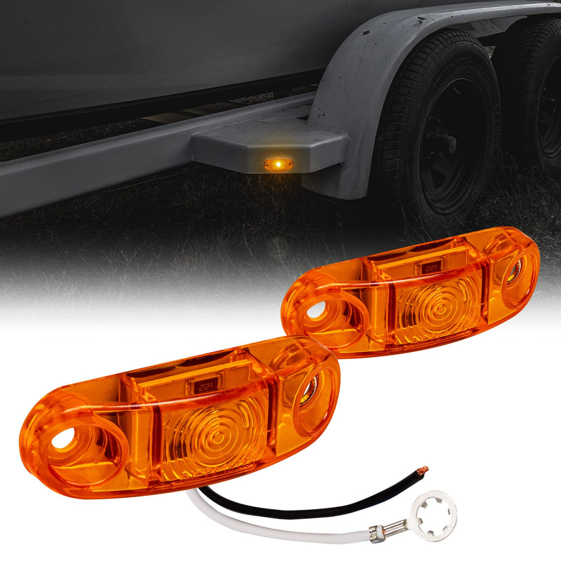TRUE MODS 2pc 2.5" Amber LED Trailer Marker Light Kit [DOT FMVSS 108] [SAE P2] [Surface Mount] [Waterproof IP67] Side Marker Lights for Trailer Truck 2 Pack No Bezel