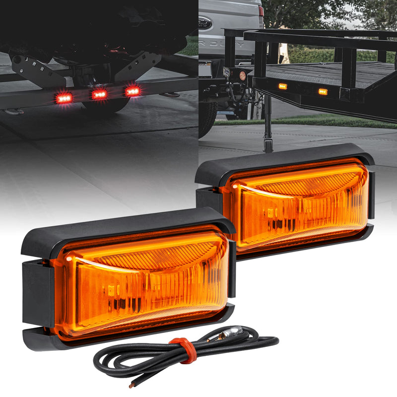 TRUE MODS 2pc 2.5" Amber LED Trailer Marker Light w/Black Bezel [DOT FMVSS 108] [SAE P2PC] [Surface Mount] [Waterproof IP67] Side Marker Lights for Trailer Truck 2 Pack Black Bezel