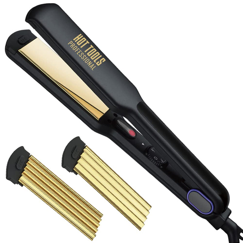 Hot Tools Professional 24K Gold 3-in-1 Crimper & Flat Iron Combo, 1 ½”, 1 ct.