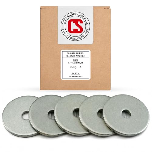 Stainless Fender Washers - Extra Thick ID 2" OD 1/8" Thick 5/16" x 2" 5 Pack