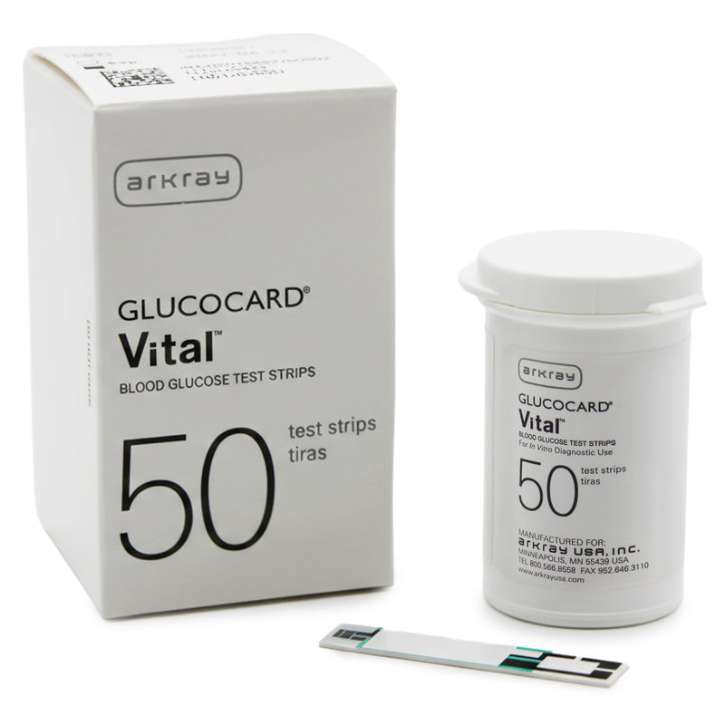 ARKRAY GLUCOCARD Vital Blood Glucose Test Strips – No Coding Required, Fast 7-Second Results, 0.5 Microliter Sample Size – Compatible with GLUCOCARD Vital Blood Glucose Meter, 50 Count