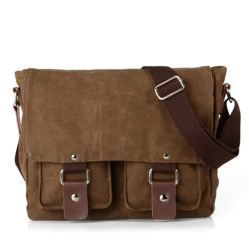 Compatible with/Replacement Vintage Waterproof Canvas Leather Trim DSLR SLR Shockproof Camera Shoulder Messenger Bag (Coffe) Coffe