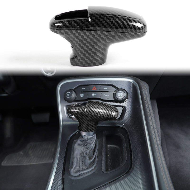 Voodonala for Challenger Charger ABS Carbon Fiber Gear Shift Shifter Knobs Cover Trim for 2015-2025+ Dodge Challenger Charger 2018-2025+ Durango Interior Accessories 3pcs