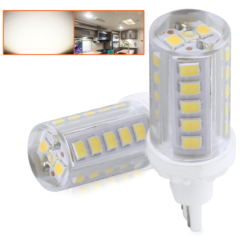 Leisure LED 2 Pack RV LED Light Bulbs 450LM Natural White 4000K T10 921 922 912 33SMD LED Replacement Light Bulbs for RV Indoor Lights 10-30V (Natural White 4000K, 2-Pack) 2 Count (Pack of 1)