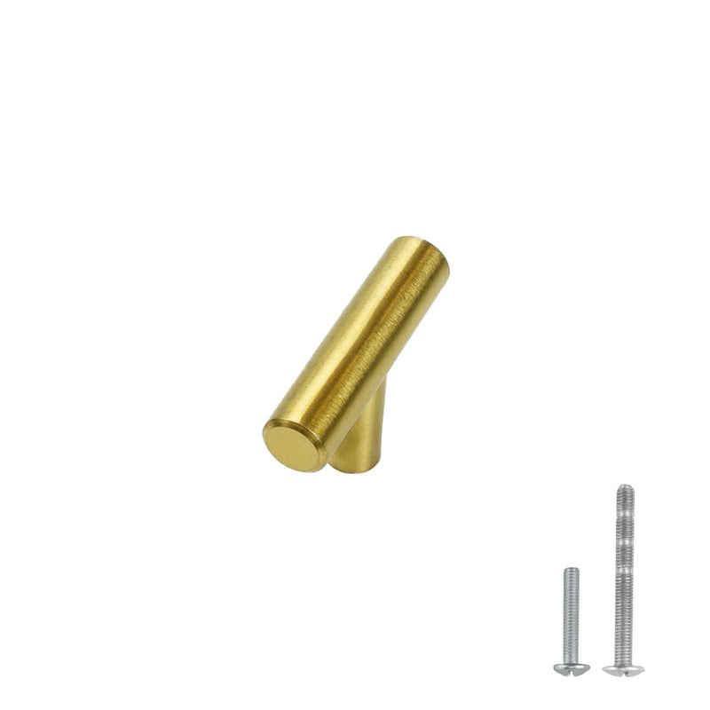 Modket 10 Pack Euro Round Cabinet Handles Pulls 304 Stainless Steel 2" Knob, Brushed Gold, 10-Packs
