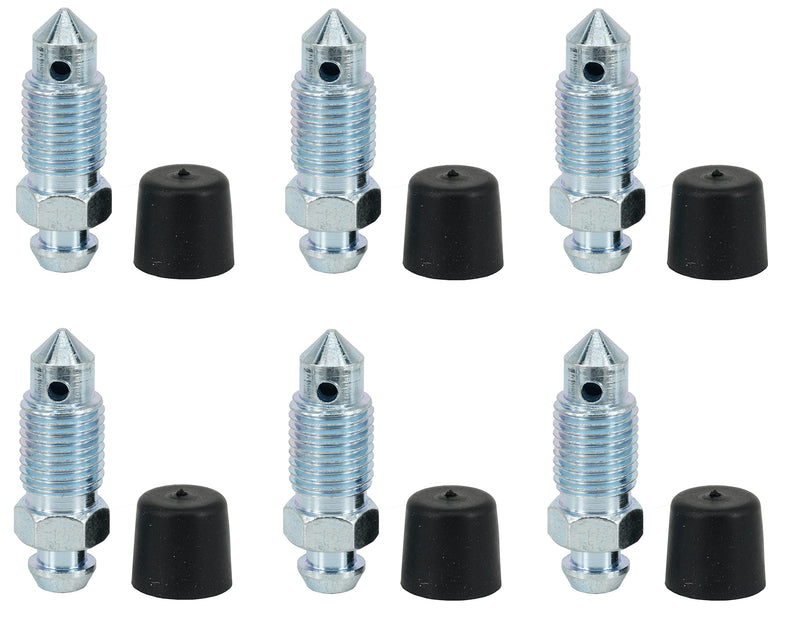 6 PCS H9402-6 Brake Bleeder Screws - Caliper Bleeder Screw with Rubber Cap, 3/8-24 x 1.18 Inch Length, Bleed Kit 3/8"-24 x 1.18