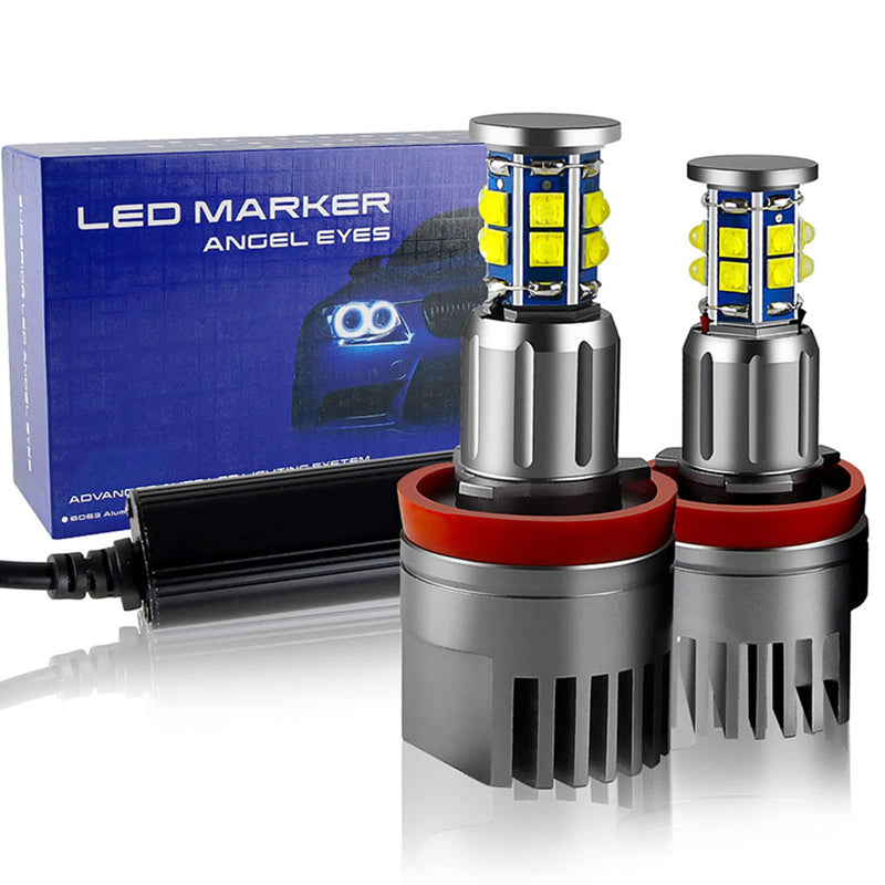 H8 LED Angel Eyes Halo Bulb Light Compatible for BMW E90 E92 E70 E71 E82 E89 M6 1 3 5 Series X5 X6 Z4, 6000K Xenon 120W White Lamps Marker Lights H8-12SMD