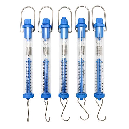 QWORK Tubular Spring Scale Set – 1N to 30N Range, Gram & Newton Dual Scale for Physics Lab, Classroom & Test Use, 1N, 5N, 10N, 20N, and 30N 1N, 5N, 10N, 20N, 30N 5 Pcs