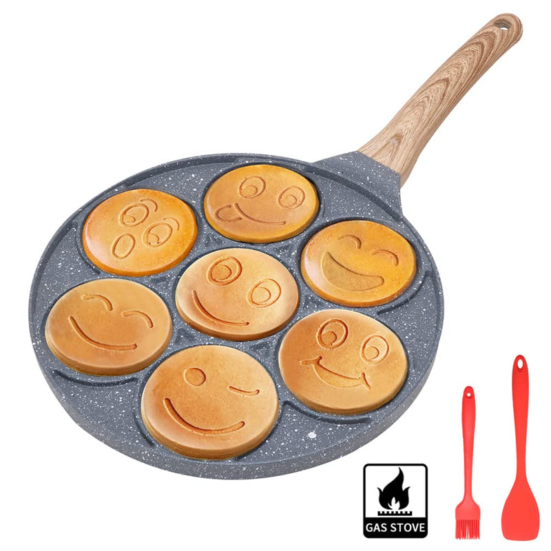 Pancake Pan Nonstick - 10 Inch Pancake Maker Pan With 7-Cup Mold Blini Pan Silver Dollar Pancake Pan Breakfast Griddle,100% PFOA Free 10.5 inches