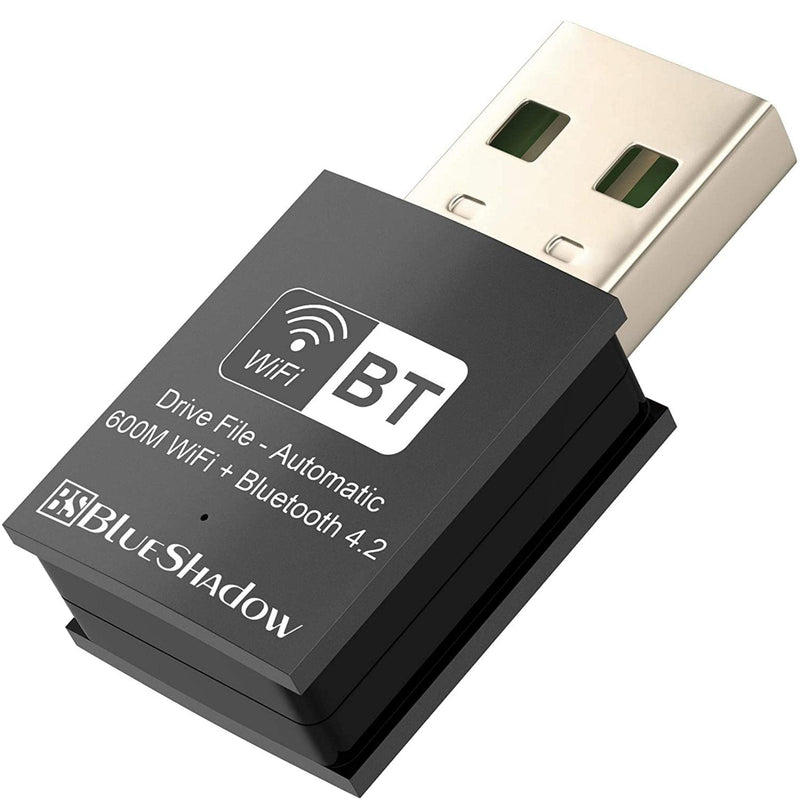 Blueshadow Mini 2-in-1 USB WiFi Bluetooth Adapter AC600-2.4G/5G Dual Band Wireless Network Adapter for Desktop PC, Bluetooth 4.2, WPA3 Network Security, Supports Windows 11,10, 8.1,8, 7
