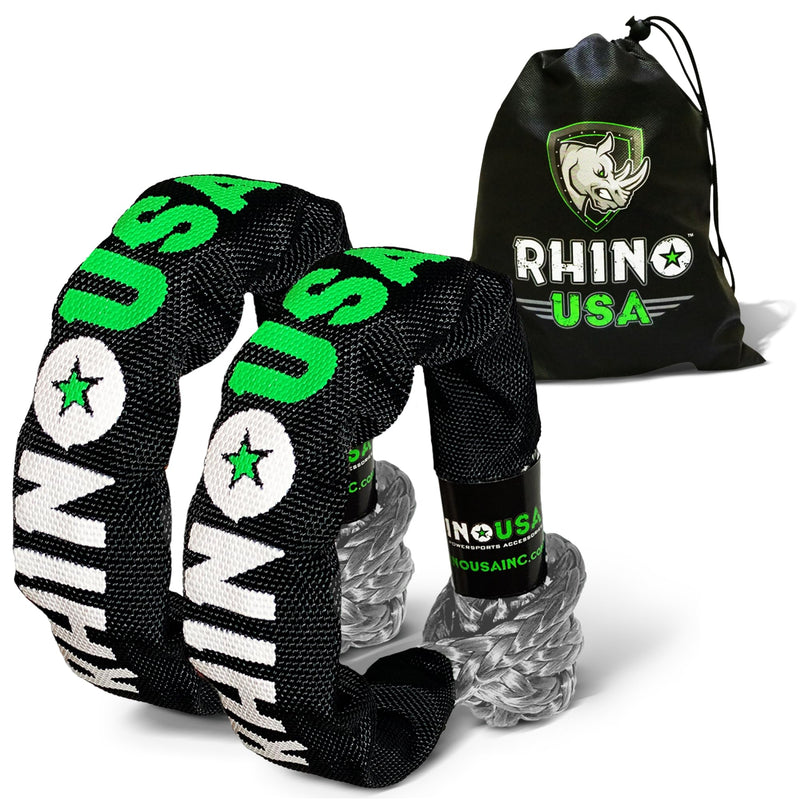 Rhino USA Synthetic Soft Shackle Rope (2-Pack) - 1/2 Inch x 22 Inch (44,050lb Min Break Strength) Offroad Soft Shackle Recovery Kit for Truck, UTV, ATV - Compatible with Jeep, Toyota, Ford & More! Gray 1/2 inch - 2 PK