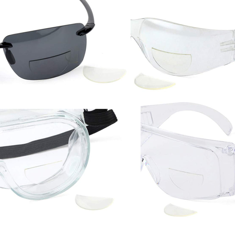 WENDA 4 Pack, +1.50 Great View Reusable Stick-On Bifocal Lenses Reader Magnifying Adhesive Reading Lens Sticker Sport Sunglass Safety Glasses Magnifier Add On Goggles (4 Pack, +1.5)