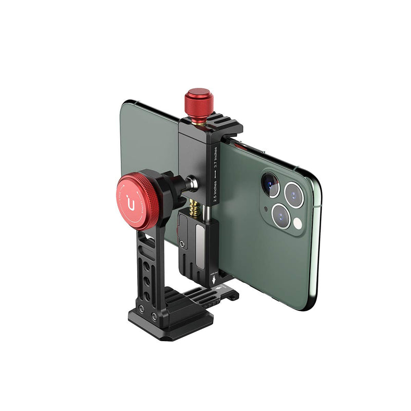  [AUSTRALIA] - ULANZI ST-14 Smartphone Tripod Mount Adapter Aluminum with Cold Shoe, 360° Cell Phone Stand Holder Clamp for iPhone 13 12 11 Max Pro iPhone X XR Xs 6 7 Plus