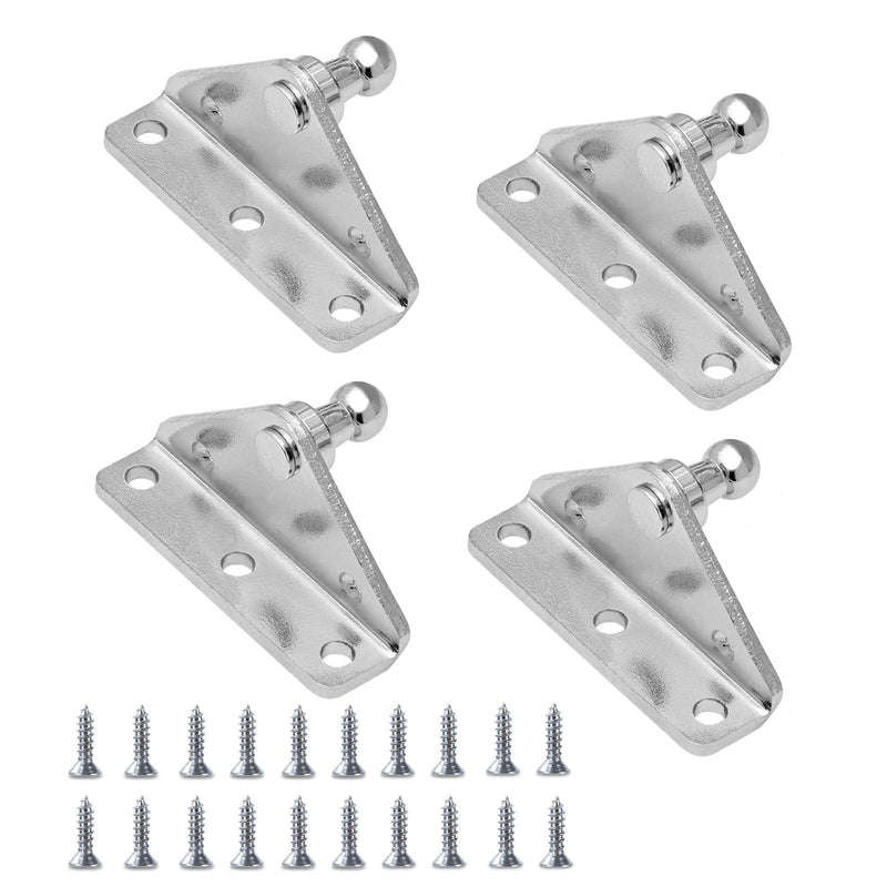 Gas Strut Mounting Brackets 10MM Ball Stud, 4 Angled L-Type Mounts with 20 Screws, for Lift suooprt Gas Spring Struts Shock Mounting Kits, Silver