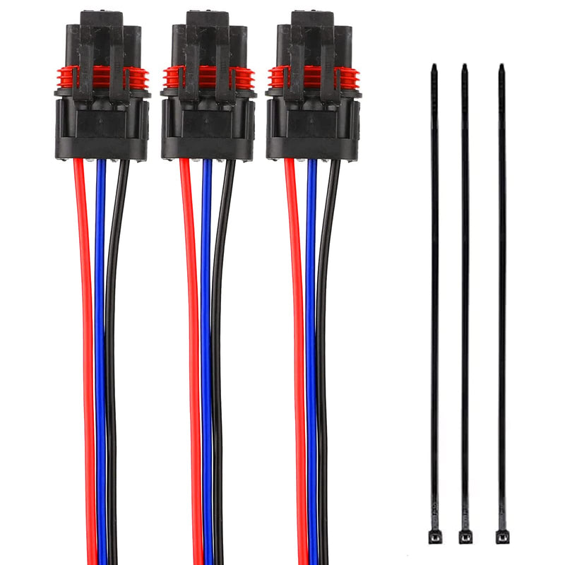12Awg Pulse Power Plug Connector Pigtail Compatible with Polaris Ranger XP 1000 & RZR RS1 Pro & General 2018 2019 2020 2021 - Pulse Bar Wire Harness (3 pcs) 3 pcs