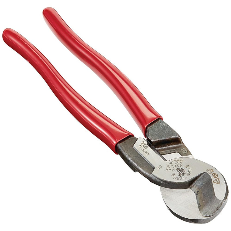 Klein Tools 63225 Cable Cutter, Made in USA, 9-Inch High Leverage Cutter for Aluminum, Copper and Communication Cable Standard Cutter