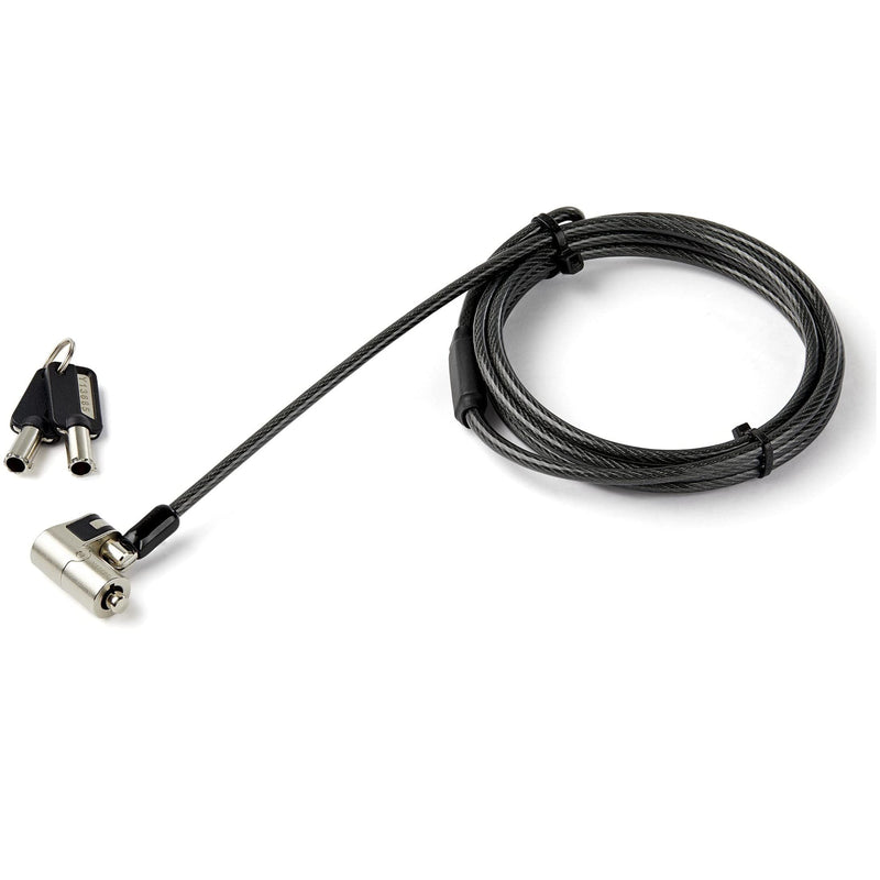StarTech 6.6ft (2m) 3-in-1 Universal Laptop Cable Lock, TAA, Nano Wedge | Keyed Laptop/Desktop Security Cable Lock Compatible with K-Slot, Anti-Theft Steel Cable Lock with Keys, Computer
