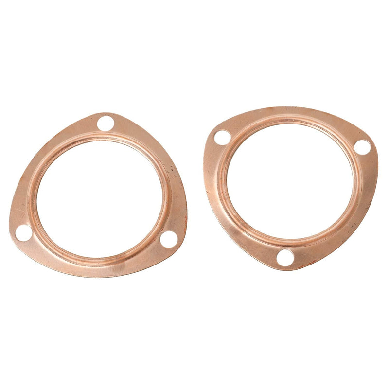 LucaSng 2 PCS 3 Inch Copper Header Exhaust Collector Gaskets, Exhaust Gaskets, Durable, Reusable for SBC BBC 302 350 454 383 Exhaust Gaskets (3 Bolt Pattern)