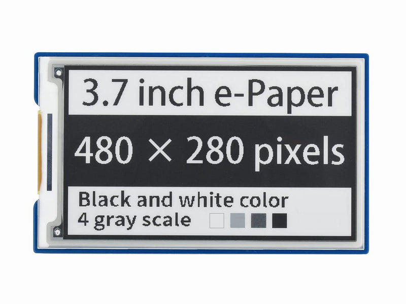 waveshare 3.7inch E-Paper E-Ink Display HAT Compatible with Raspberry Pi4B/3B+/3B/2B/B+/A+/Zero/Zero W/WH/Zero 2W 480×280 Pixels Black/White 4 Grey Scales SPI Interface Supports Partial Refresh 3.7inch e-Paper HAT
